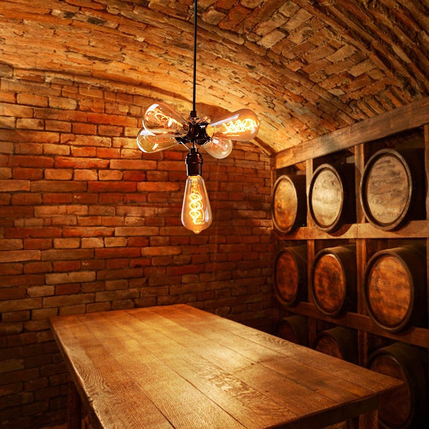 No Flicker Spiral Filaments Amber Glass ST64 Vintage LED Bulbs