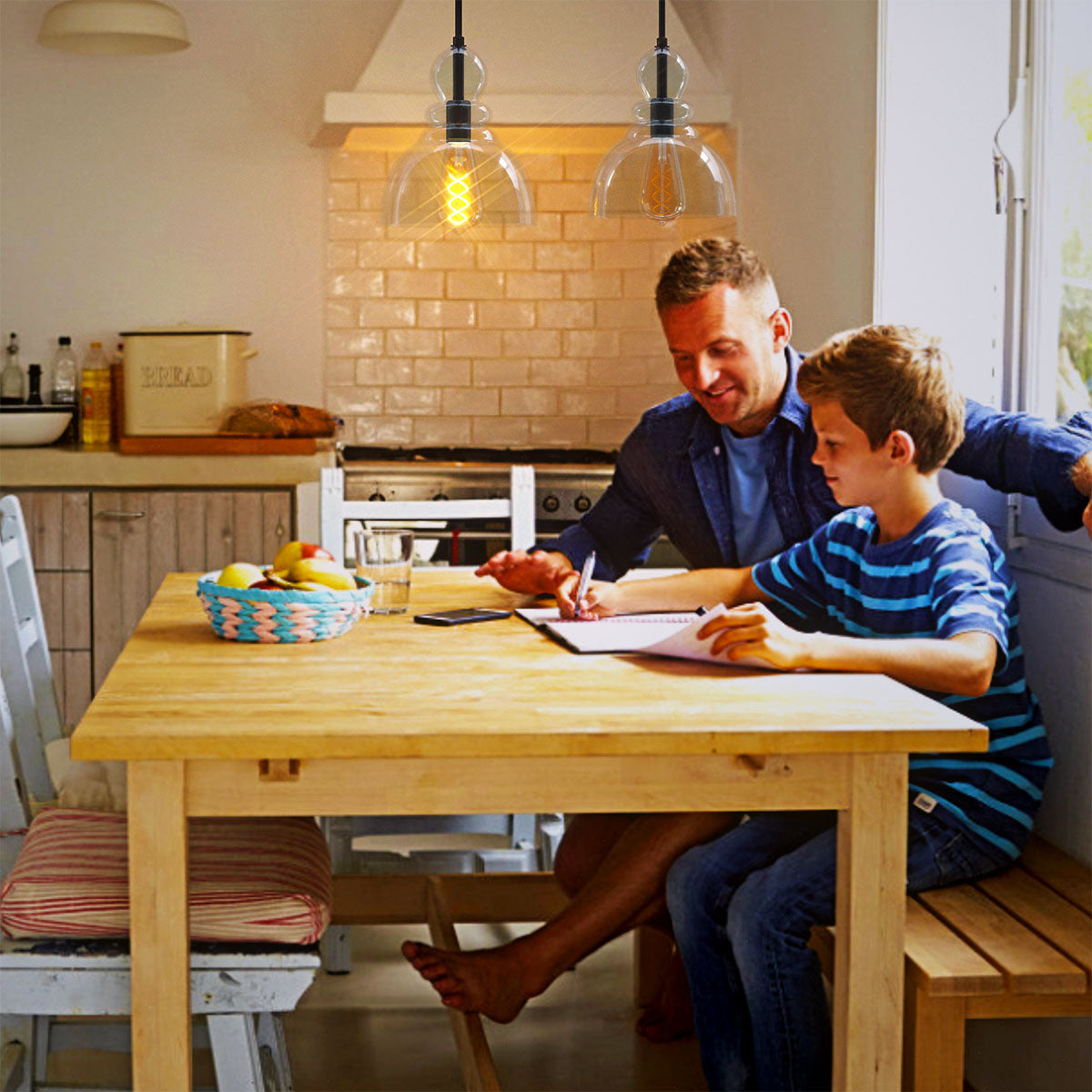 No Flicker Spiral Filaments Amber Glass ST64 Vintage LED Bulbs