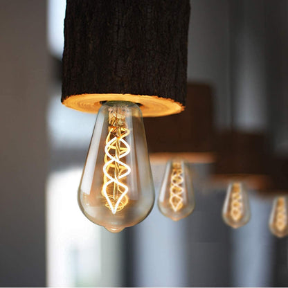 No Flicker Spiral Filaments Amber Glass ST64 Vintage LED Bulbs