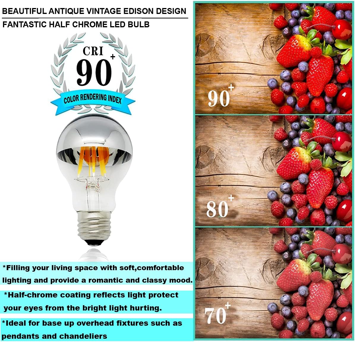 A60 half chrome light bulb sliver