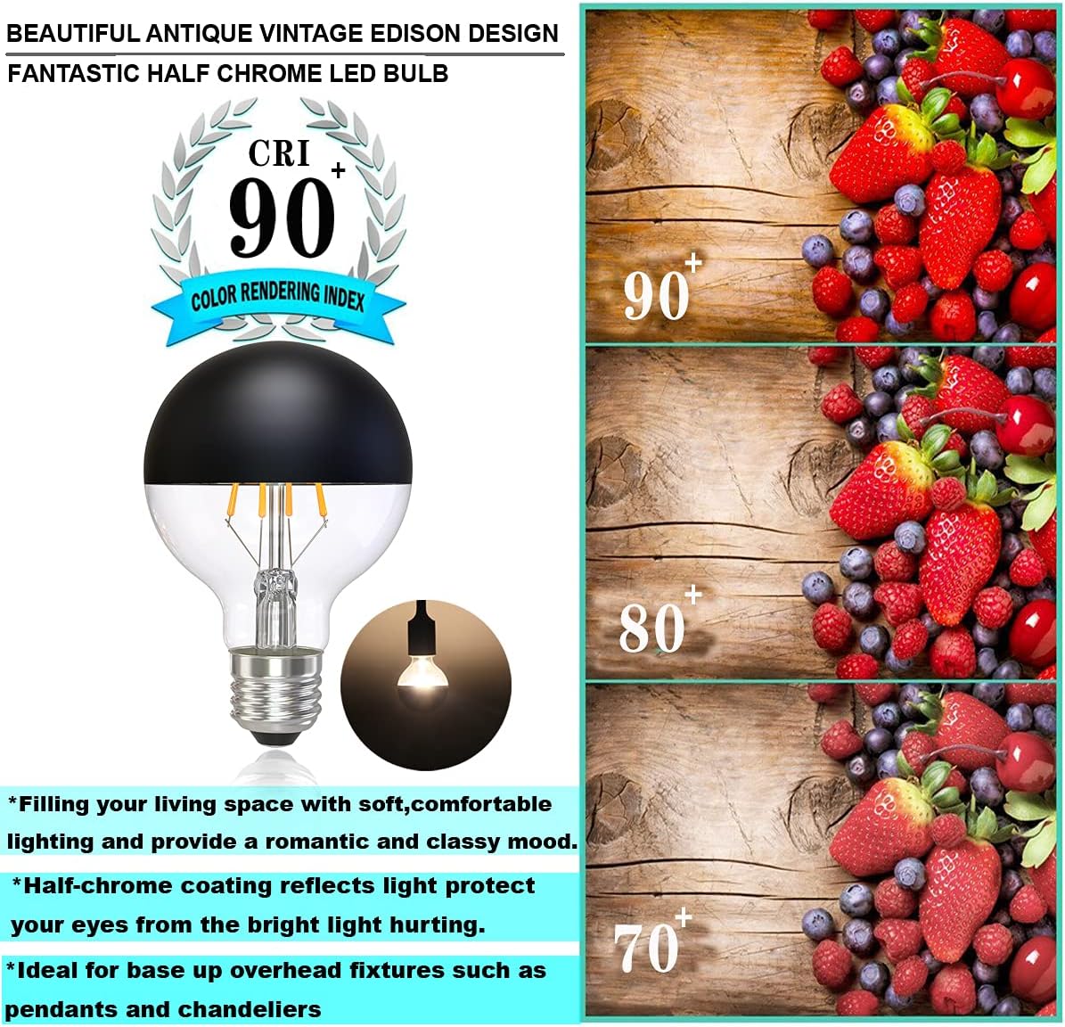 Half Chrome LED Edison Bulb