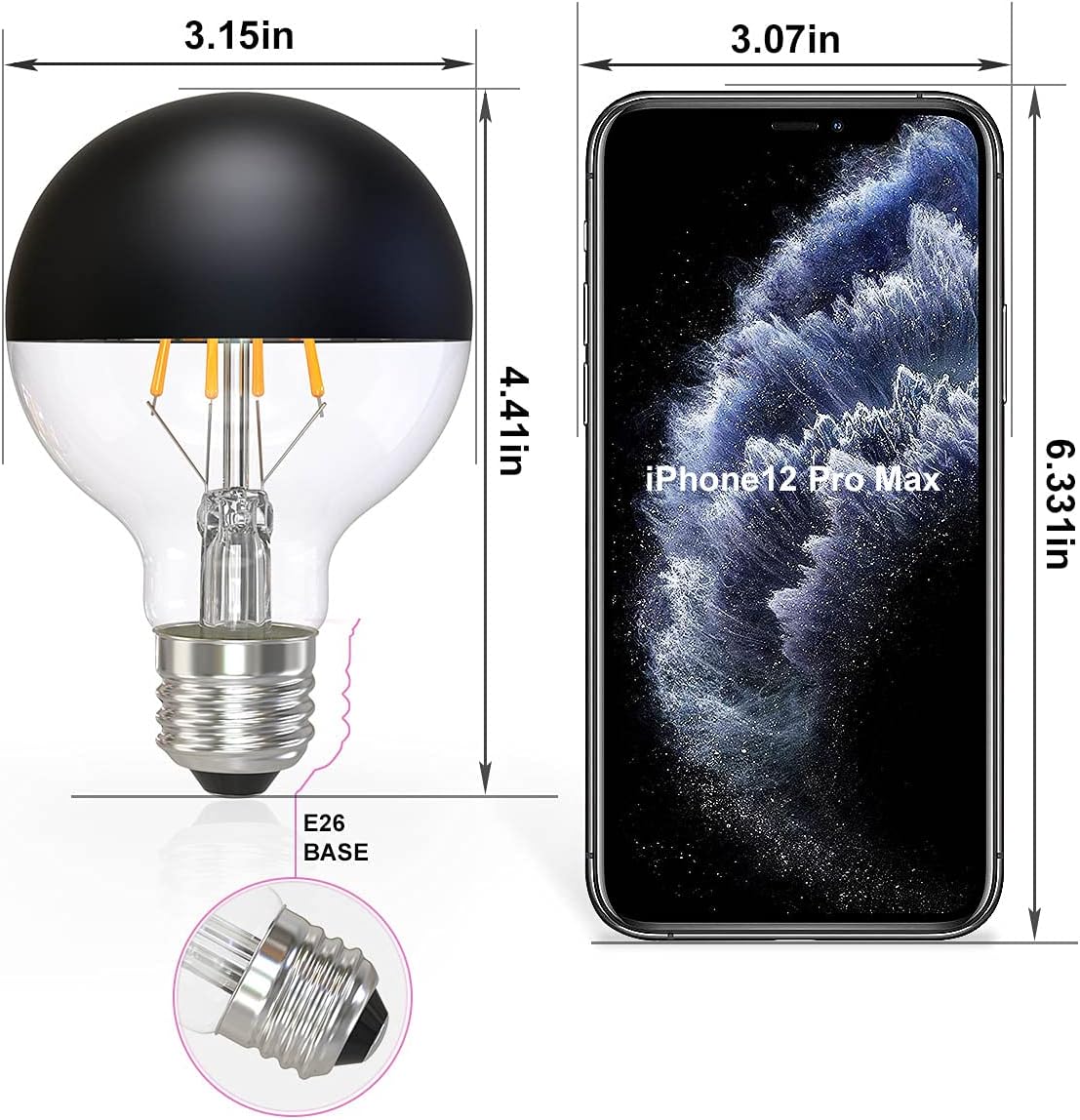 Half Chrome LED Edison Bulb