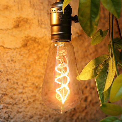 No Flicker Spiral Filaments Amber Glass ST64 Vintage LED Bulbs