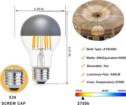 A60 LED half chrome light bulb silver gray
