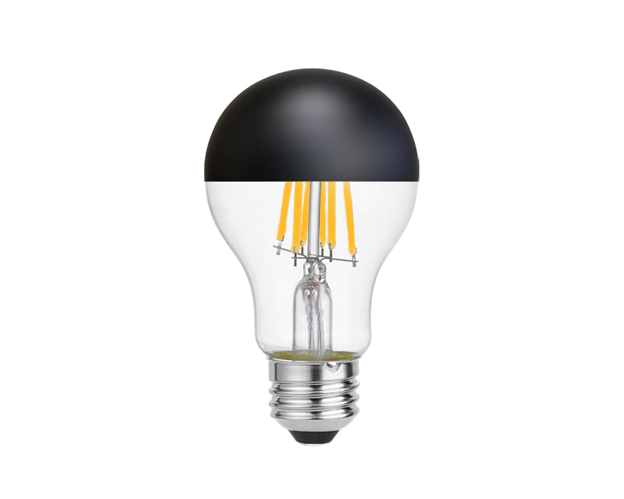 A60 LED half chrome light bulb black