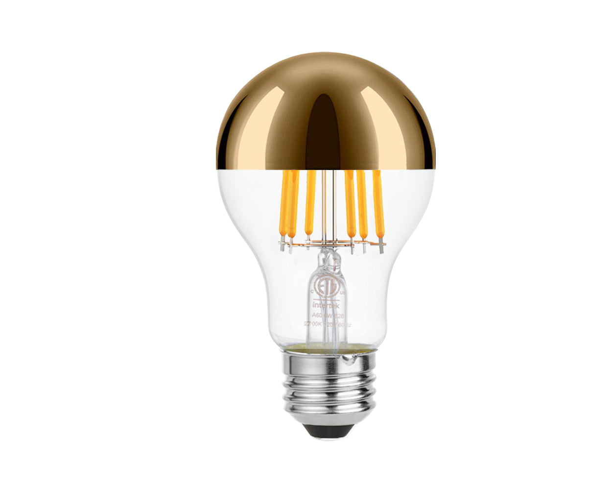 A60 half chrome light bulb gold