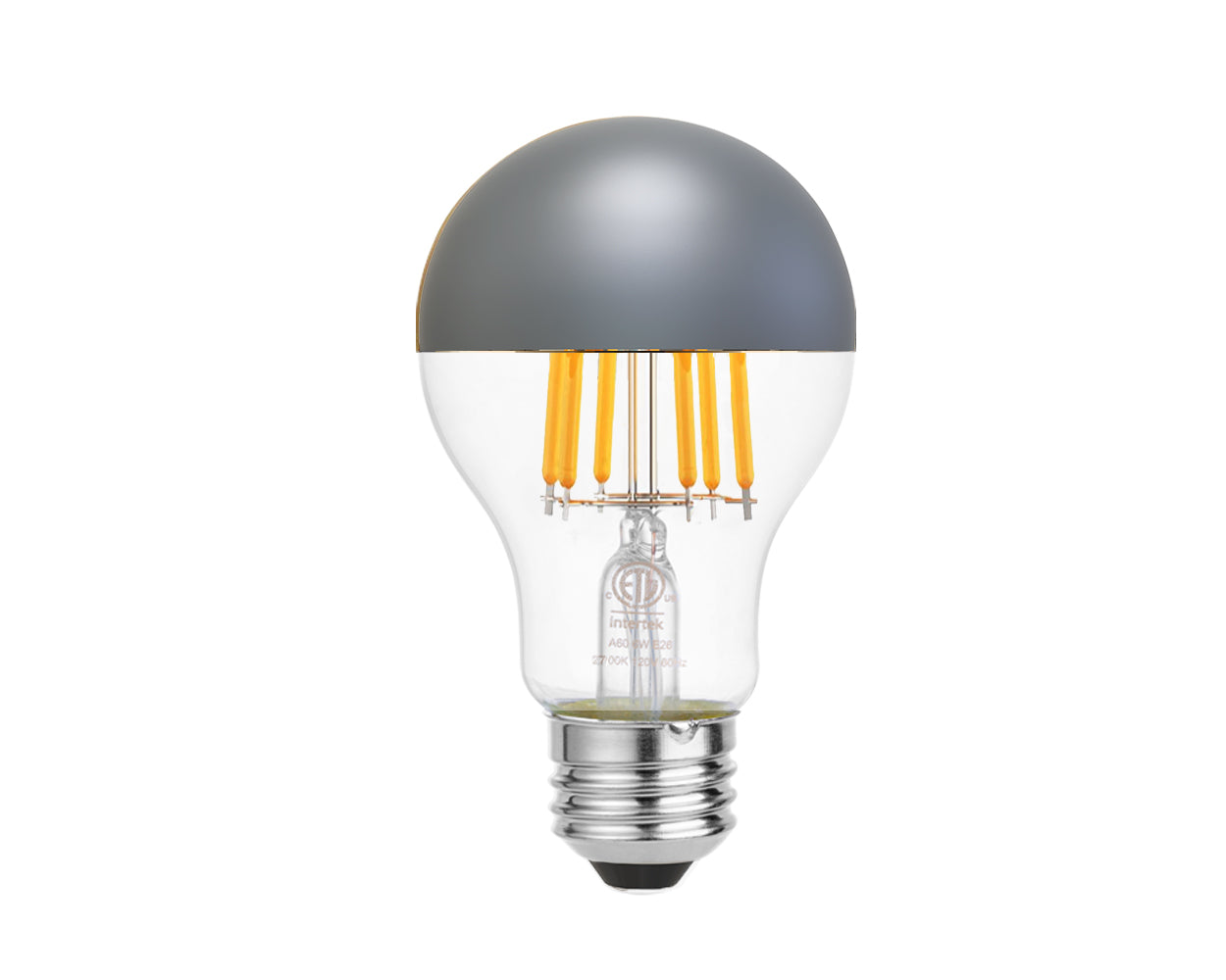 A60 LED half chrome light bulb silver gray