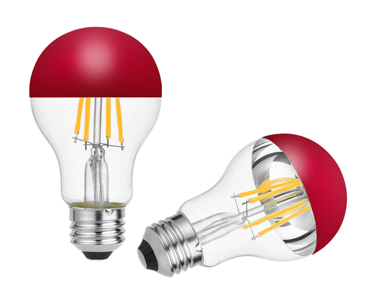 A60 half chrome light bulb red