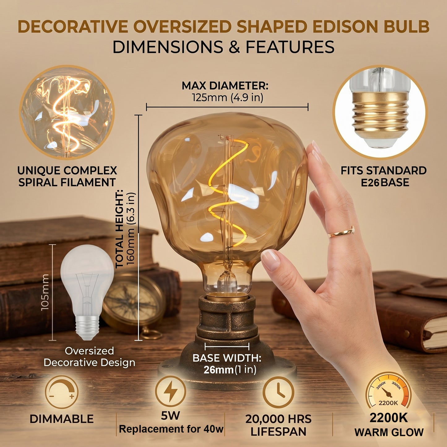 led bulb 5w 2200k amber