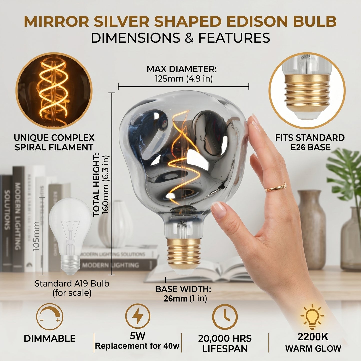 led bulb 5w 2200k silver